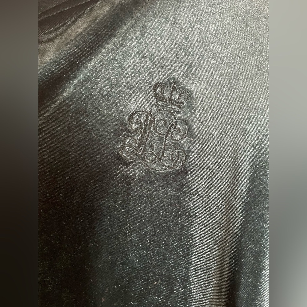 Lauren by Ralph Lauren Velvet Long Shawl-Collar Robe Embroidered logo - Picture 6 of 7
